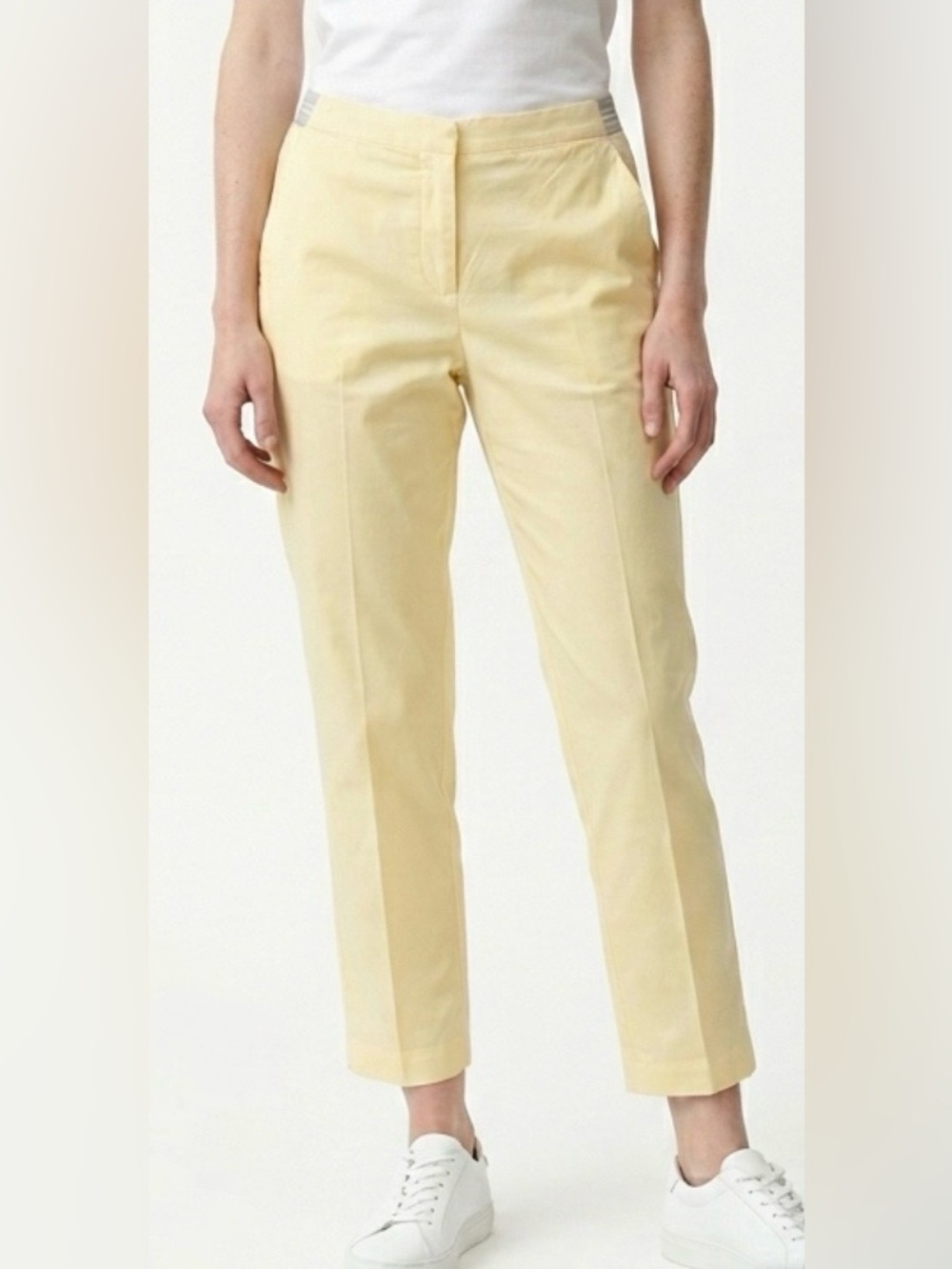 Uniqlo Women's Pale Easter Yellow Cotton Blend Stretch Cropped Ankle Pants